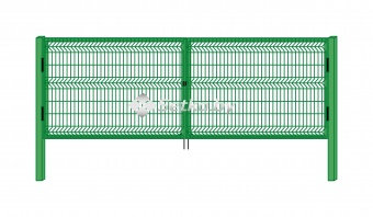 ворота распашные из 3d панелей оцинкованные с полимерным покрытием 1,60×4,03 м., пр.5 мм.