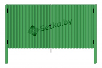 ворота мп (металлопрофиль) оцинкованные с полимерным покрытием в комплекте  со столбами, 3,10×1,8 м