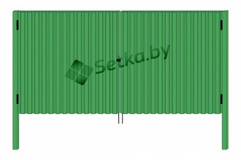 ворота мп (металлопрофиль) оцинкованные с полимерным покрытием в комплекте  со столбами, 3,10×1,8 м